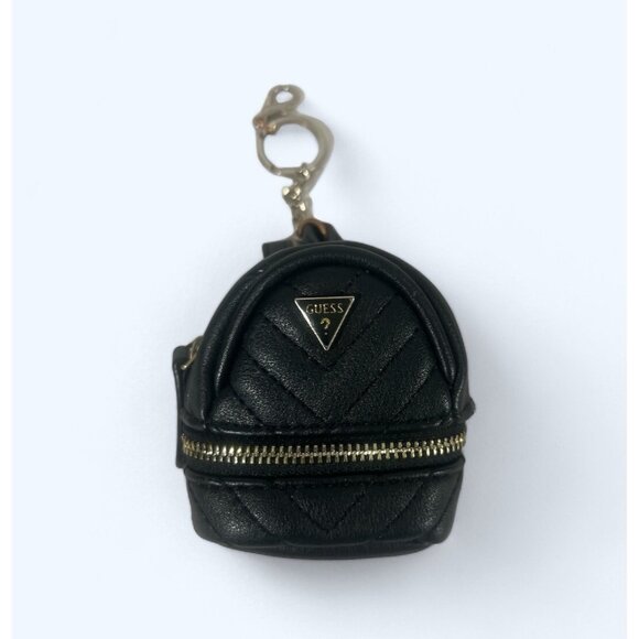 RARE Zip Design GUESS Logo Black Mini Backpack Key Chain - Picture 1 of 4